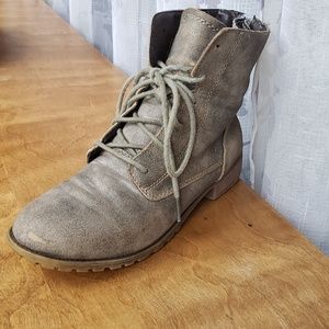 Women's Beige Combat Boots
